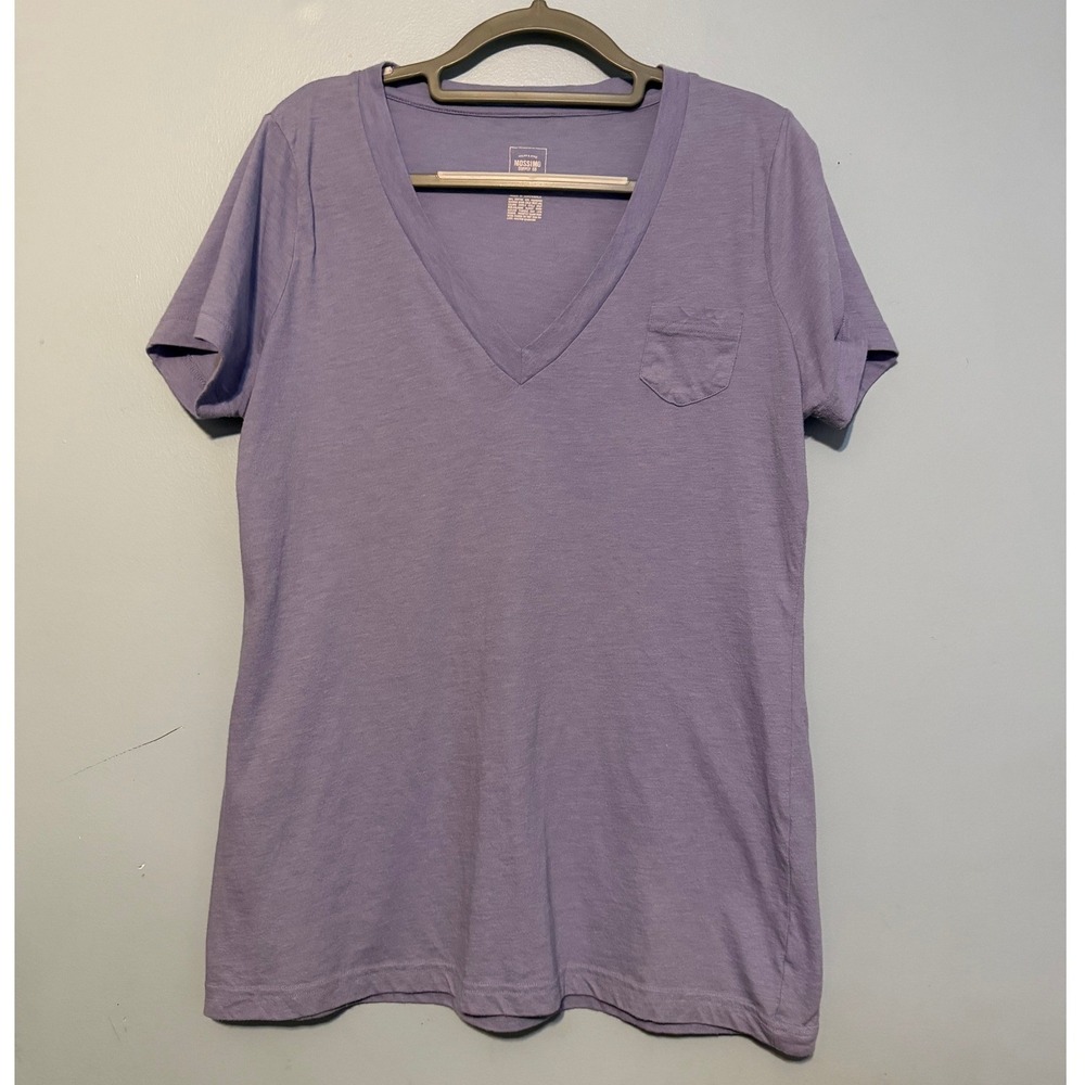 Mossimo Supply Women's XXL Purple V-Neck Boyfriend Tee Short Sleeve Pocket 1977